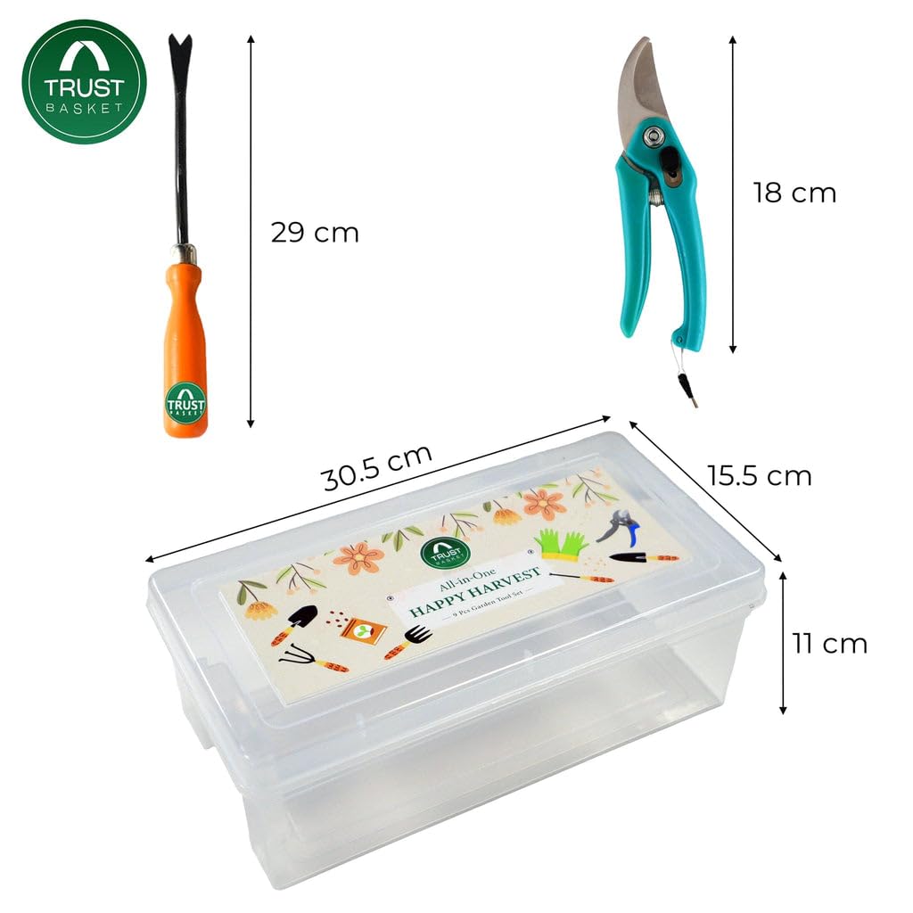 Gardening Tools Box - 9 Pcs Gardening Tool Kit