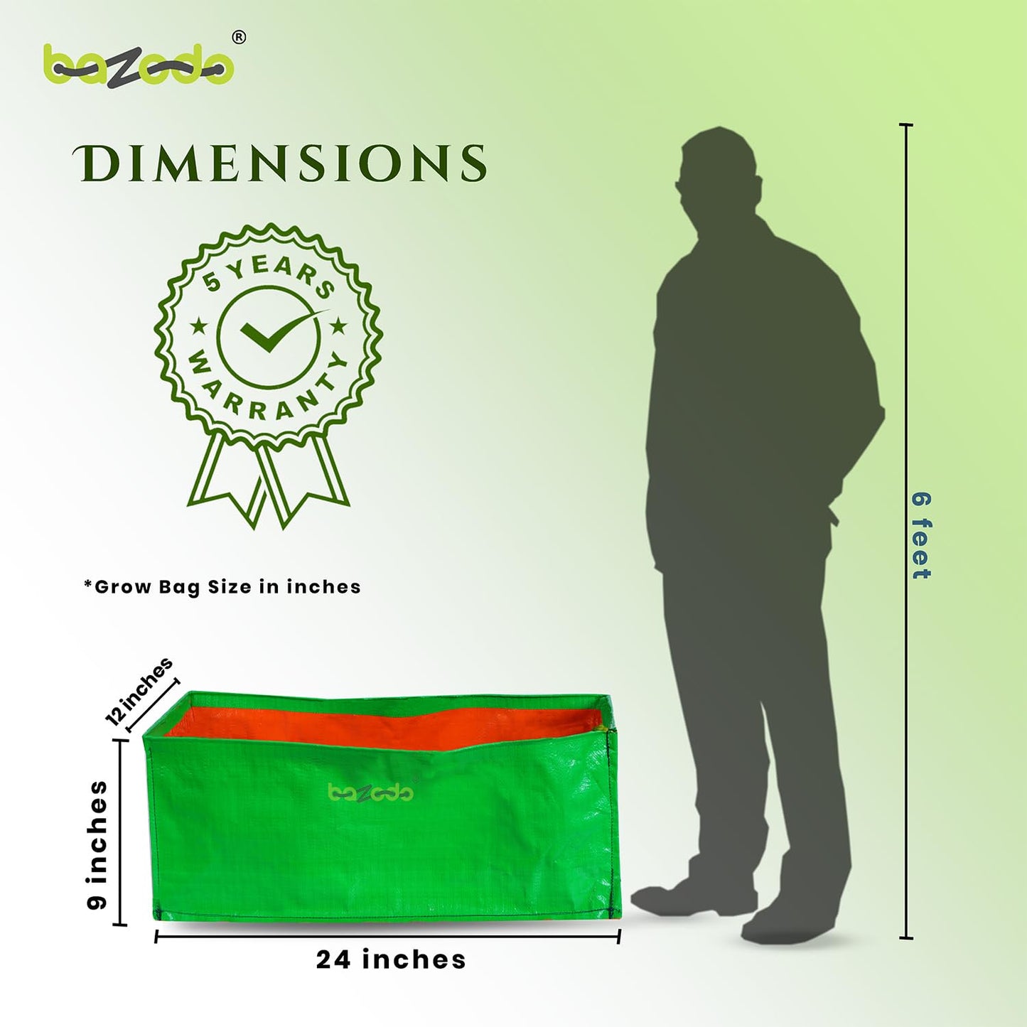 Grow Bags 5 Nos Size 24 x 12 x 9 inch