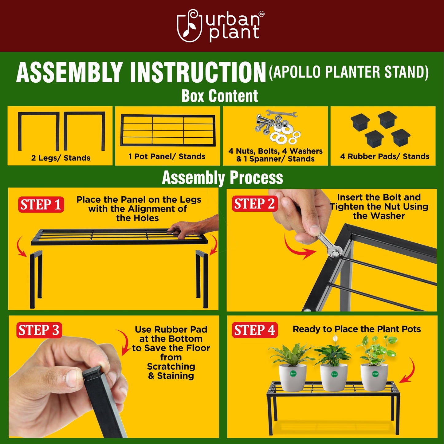 Metal Plant/Pot Stand for Garden (Pack of 4)