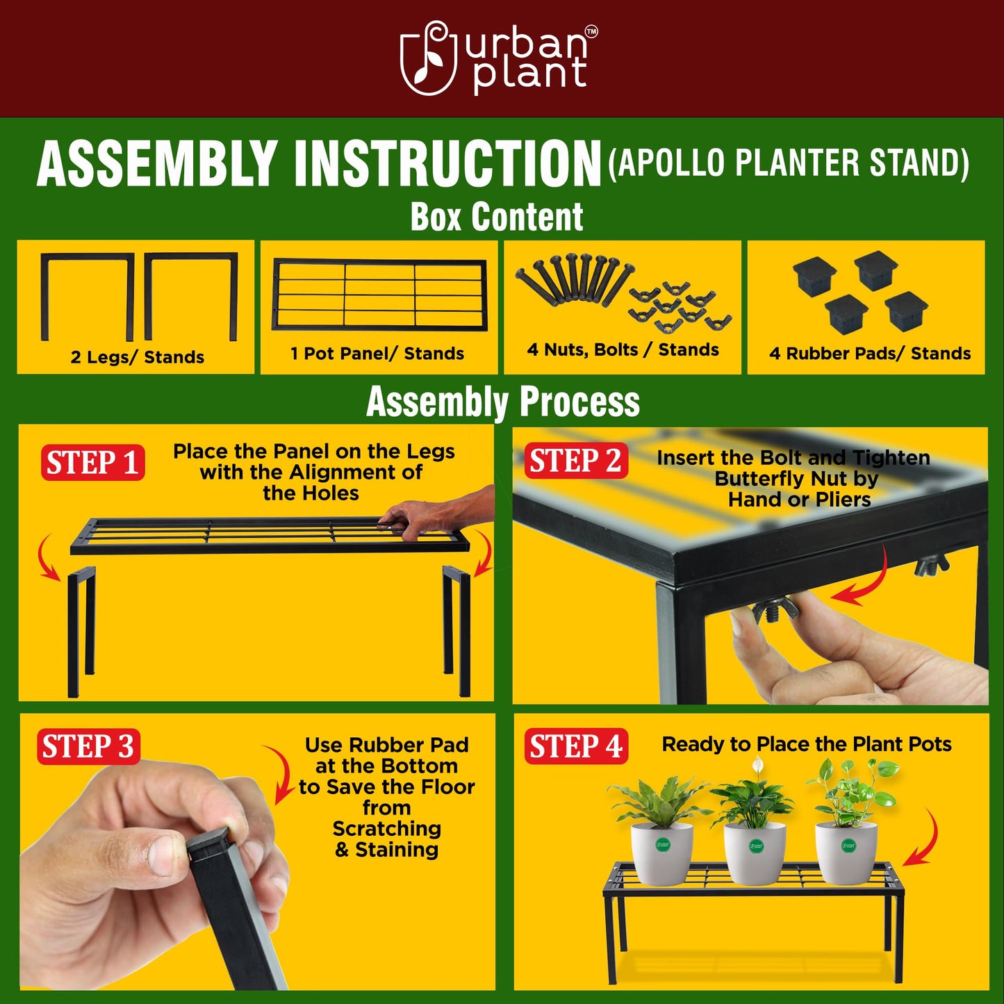Metal Plant/Pot Stand for Garden (Pack of 4)